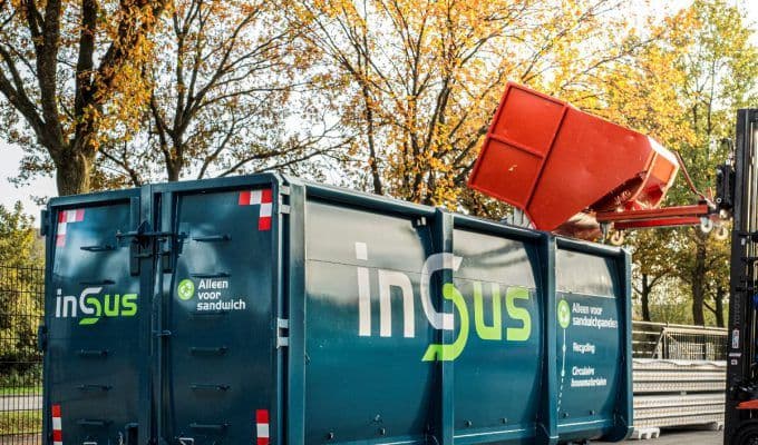 InSus container voor recycling van sandwichpanelen en bouwmaterialen